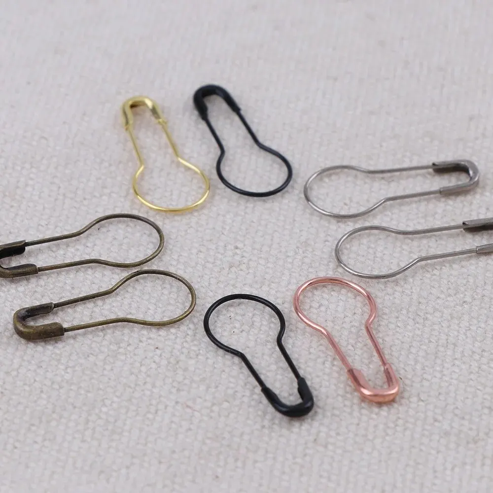 100pcs Safety Pins Calabash Pear Shape Cross Stitch Metal Clips Knitting Stitch Marker Tag Hangtag Gourd Pin Fastener Crafts DIY