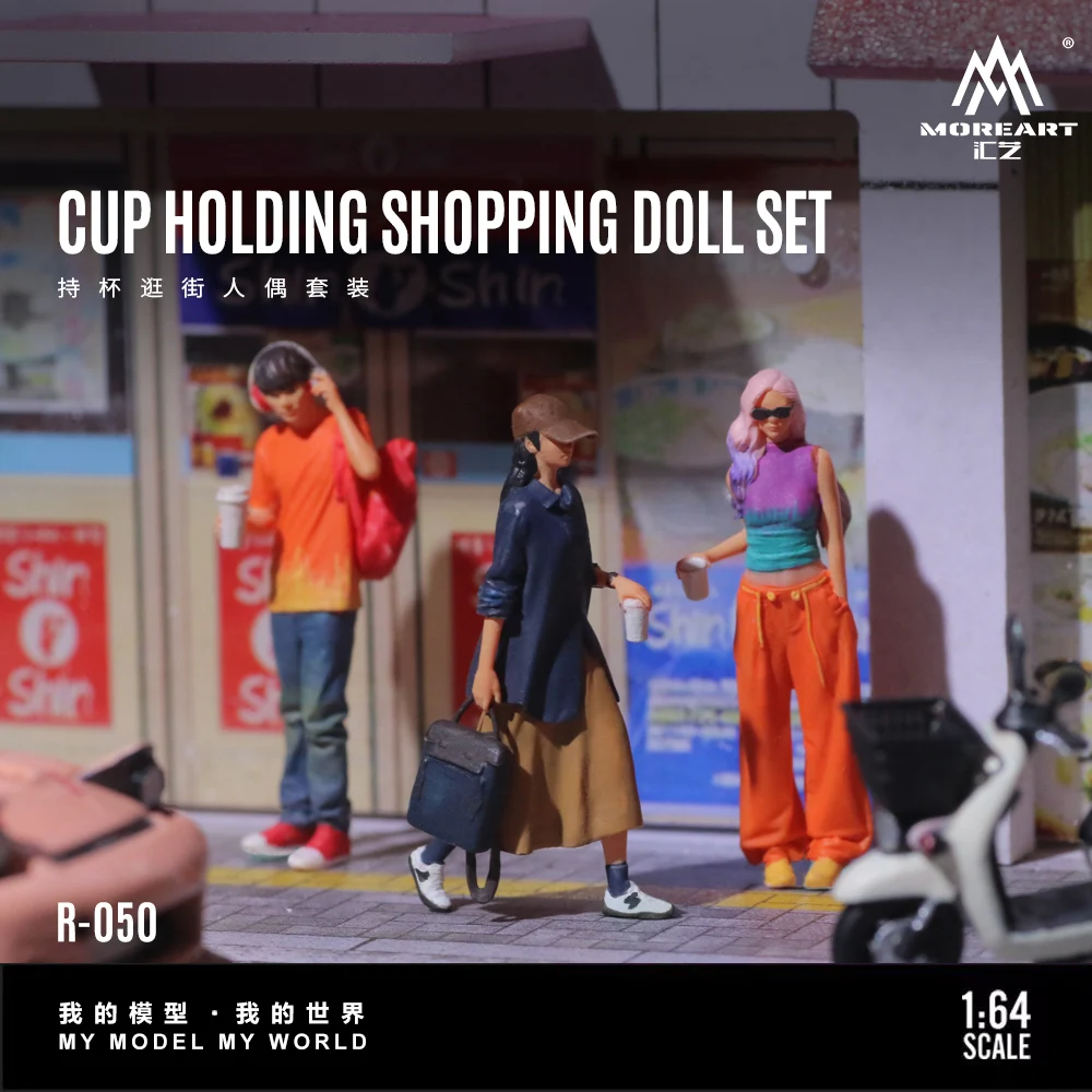 More Art 1:64 Holding Cup Shopping Doll Set, Resin Decoration Figure Model for Gift&Display&Collection