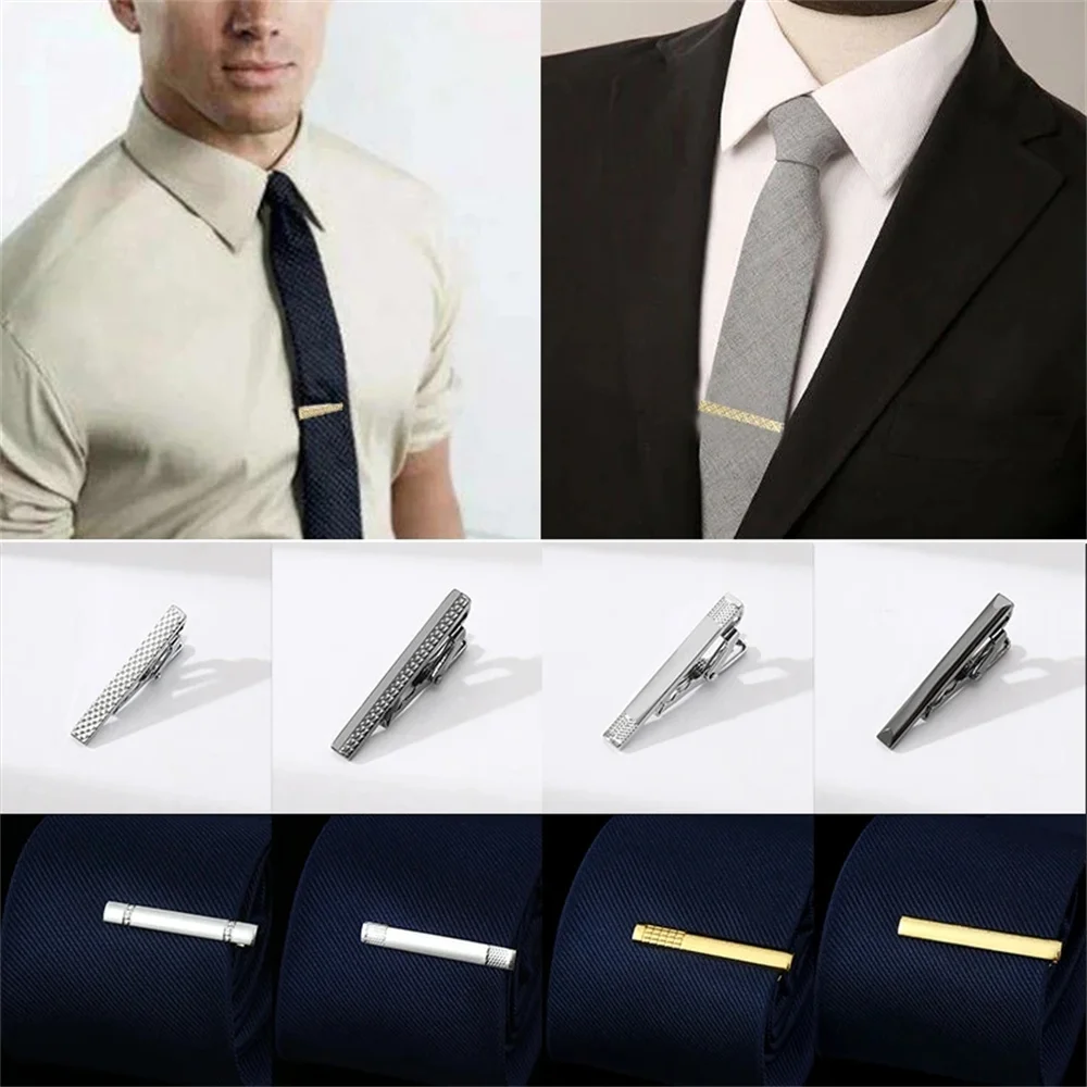 Metal Tie Clip Men\'s Necktie Dress Shirts Tie Pin Silver Gold Color For Business Wedding Ceremony Practical Tie Clasps 4.5cm