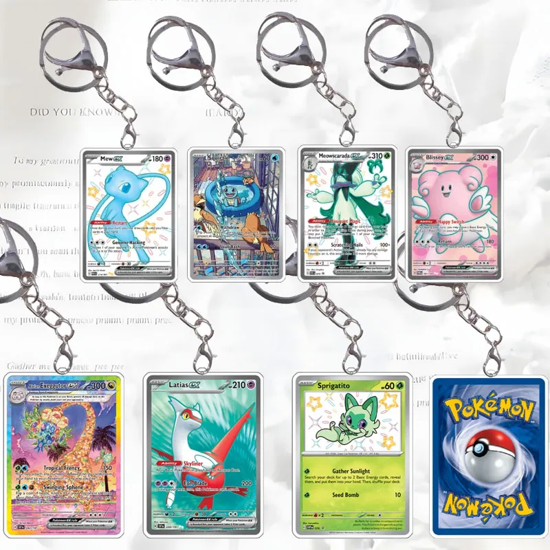 

PTCG Cartoon Keychain Mew Gulpin Altaria Bulbasaur Gardevoir Anime Game Characters Self Made Acrylic Pendants Decor Cards Style
