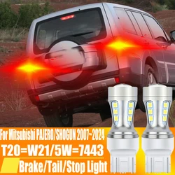 2pcs T20 W21/5W 7443 W21W 580 7440 LED Brake Lamp Tail Light Canbus Stop Diode Bulb 12v For Mitsubishi PAJERO SHOGUN 2007~2024