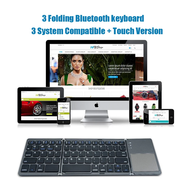 Imagem -02 - Teclado Dobrável sem Fio Teclado Bluetooth com Touchpad para Windows Android Ios Telefone Mini Teclado de Botão Multifuncional