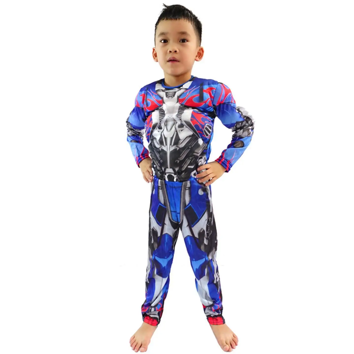   Disfraz de Optimus Prime, traje de actuación muscular, ropa de halloween para niños, traje muscular para niños