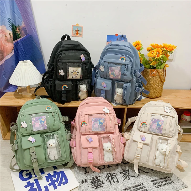 New Arrival Fashion Large Capacity Girls Boys School Use Daily Package Travel Bag Shoulder Women Knapsack Solid Colors Backpack