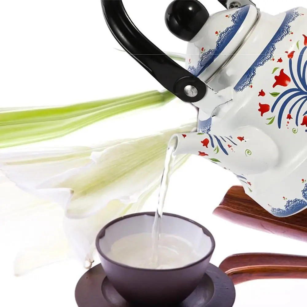 Teakettle Enamel Enamel Tea Kettle European Style 2.5L Tea Pot Comfortable Handle Handmade Water Jug Restaurant