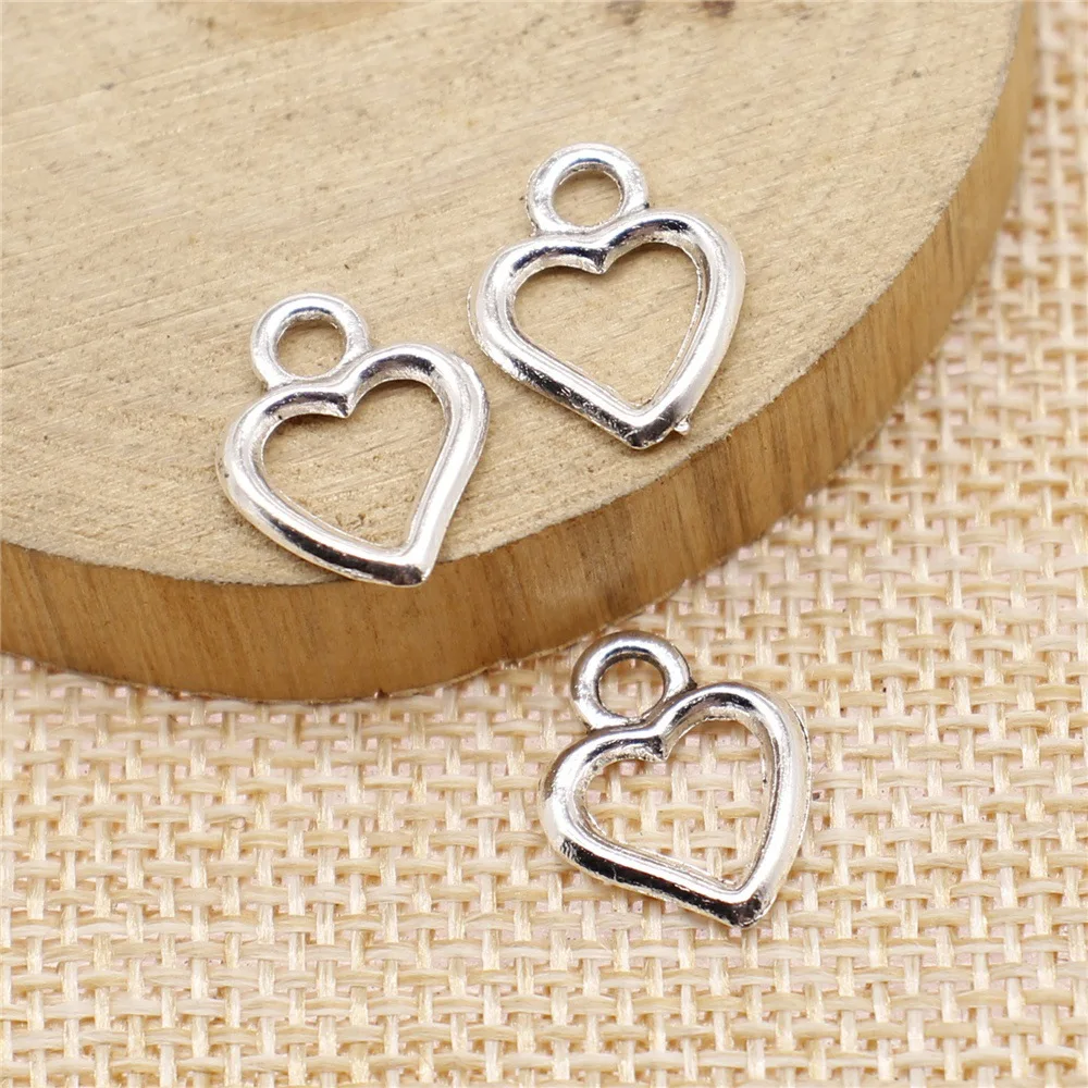 Newest 40Pcs/Lot 14*11mm Ancient Silver Zinc Hollow Loving Heart Pendant Suitable For DIY Handmade Charm Jewelry Making