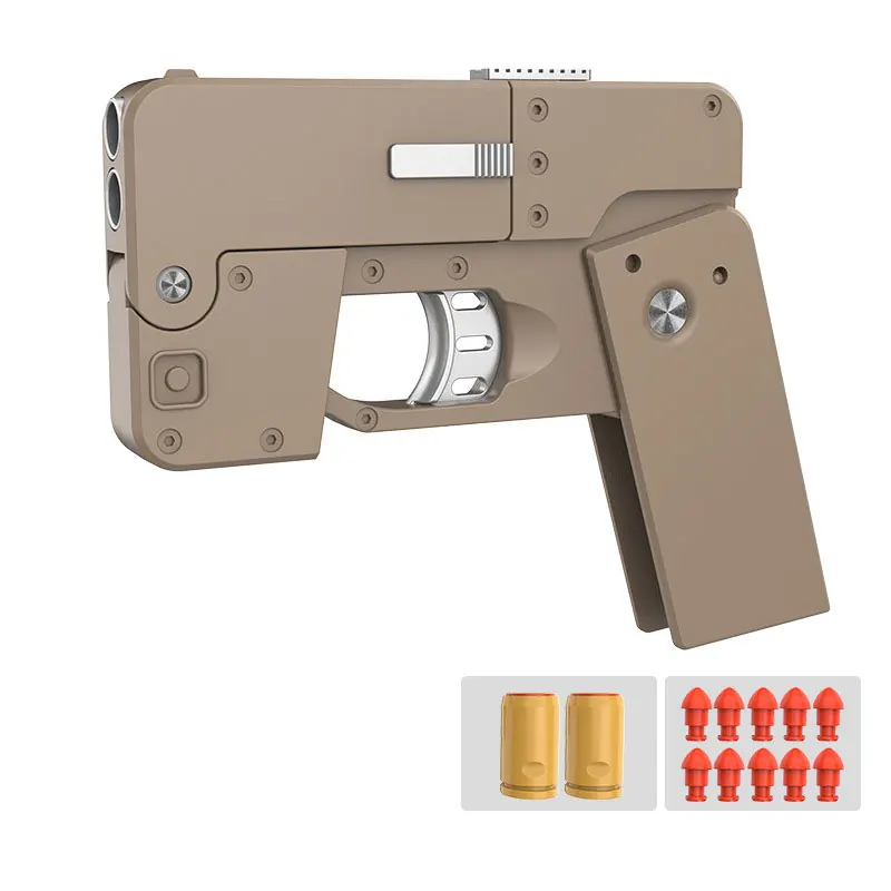 Folding Mobile Phone Gun Soft Bullet Toy Gun Blaster Manual Shooting Shell Ejected Deformation Gun For Adults Boys Birthday Gift