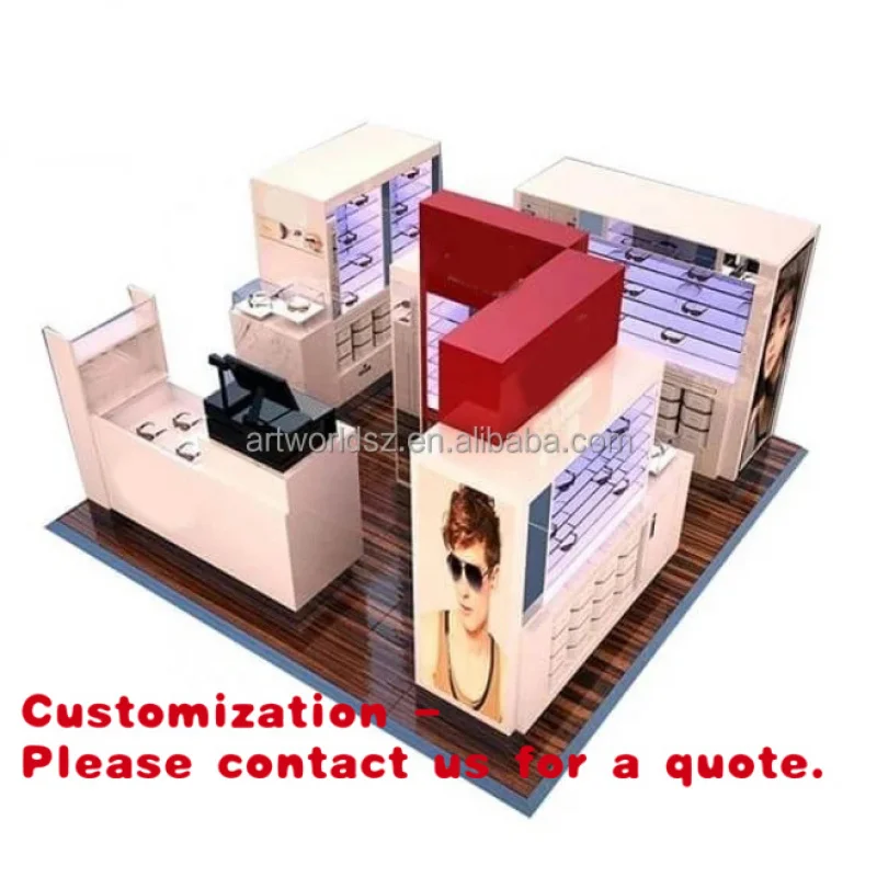 custom.Artworld Displays Modern Sunglass Kiosk Design Display Optical Shop Mall Used Eyeglass Retail Kiosk Booth