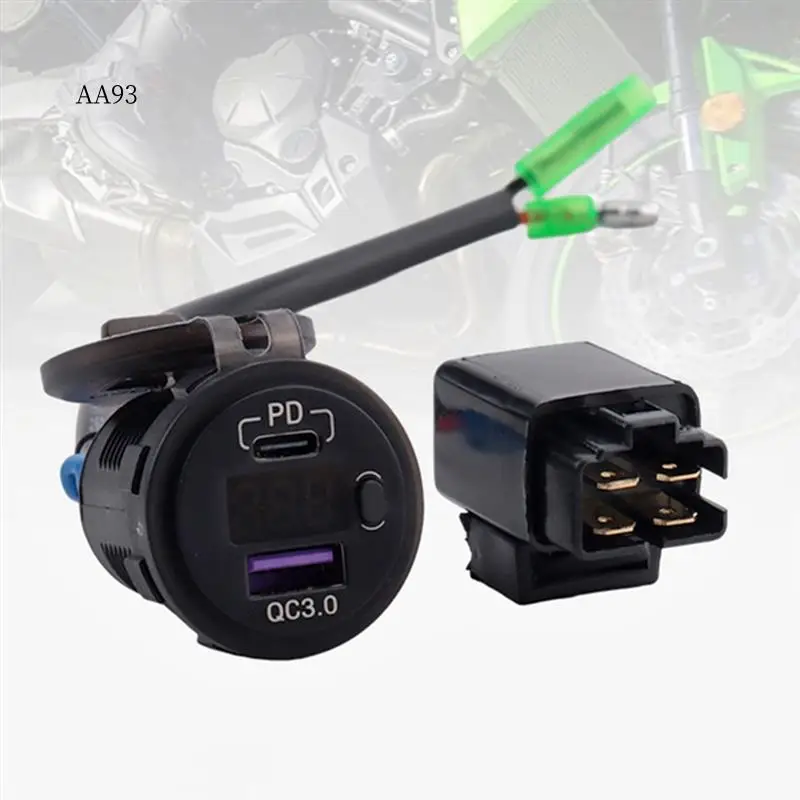 

AA-Motorcycle USB Charger Socket Adapter USB+Type C Converter For KAWASAKI Versys 650 Accessories