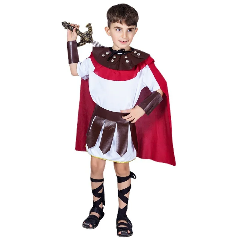 Boy's Roman Knight Warrior Role Playing Kids Halloween Costumes Cosplay Children's Soldier Warrior Gladiator Costumes