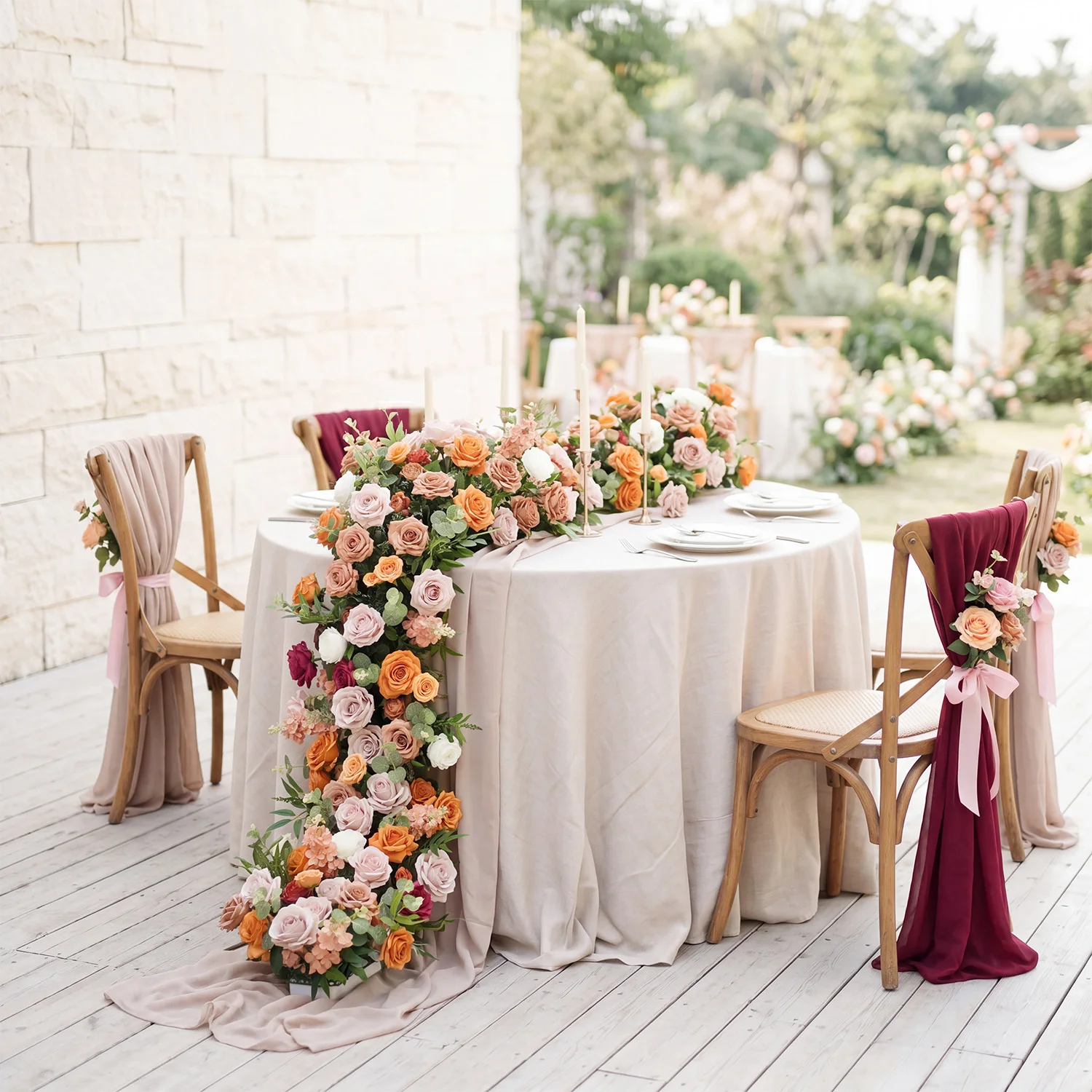 

Uflower Yellow Rose 200cm Exquisite Artificial Flower Arch Row Backdrop Decor Event Party Props Flower Arrangement