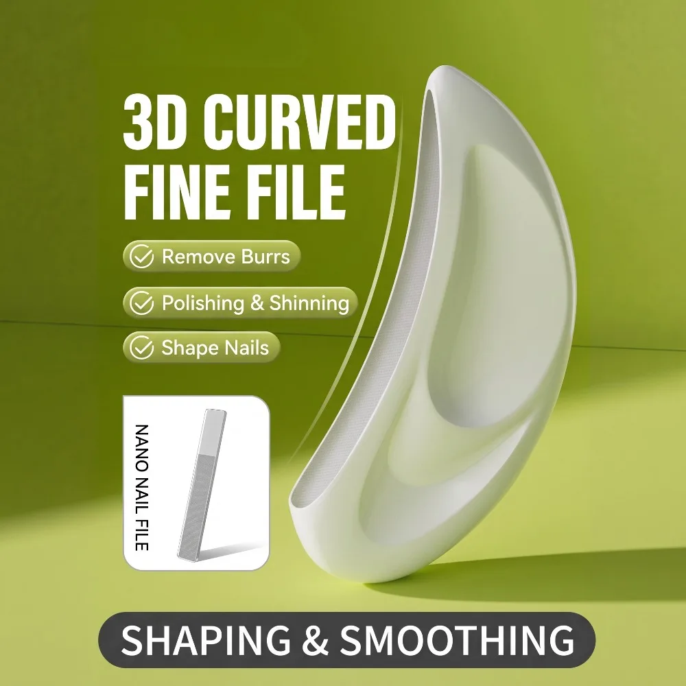 Curved Nail File for Salon Use, Nail Surface Polishing Tool, Professional Manicure File, Slant Edge Buffer for Ingrown Nails!
