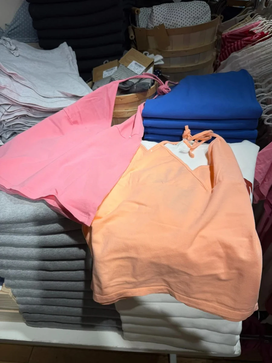 Orange Halter Tank Tops Women Simple Cross V-neck Cotton Slim Strapless Crop Tops Sweet Cute Preppy Style Backless Camisole Y2K view 6