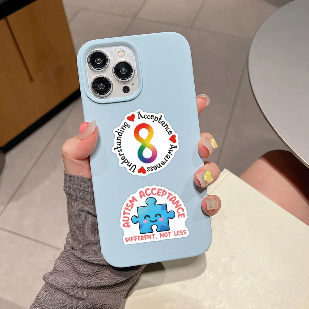 55Pcs Cartoon Autism Awareness Stickers Set Waterproof DIY Decorations for Notebooks Luggage Guitar Children's Autism Day Gifts view 5