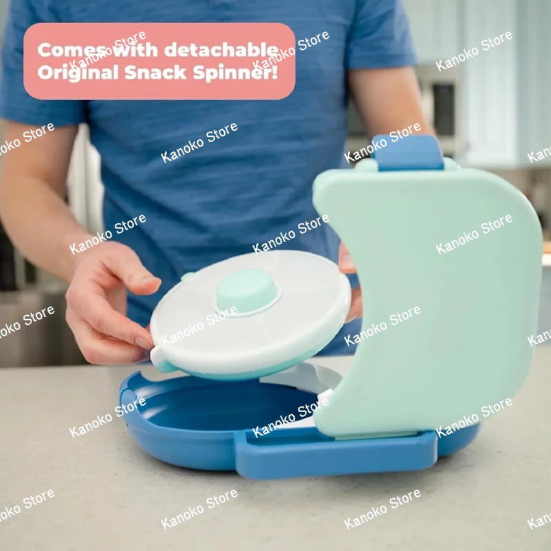 Scatola Bento per bambini Scatole per il pranzo rotanti Contenitore per snack rotante per bambini Spinner per snack per bambini Scatola per snack portatile con piatto di frutta rotante