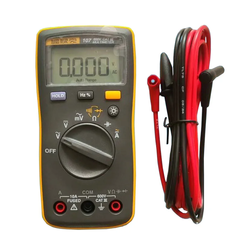 فلوك 107 جيب رقمي متعدد التيار المتناوب/تيار مستمر جهاز اختبار الجهد الحالي مع أوم والسعة وقياس هرتز وحزام فلوك الذكي