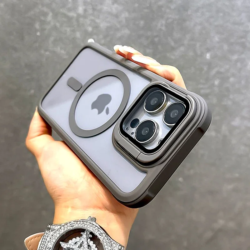 Luxury Camera Flip Cap Cover Matte Case For iPhone 16 15 14 13 12 Pro Max 16Pro 15Pro 14Pro For Magsafe Mag Safe Wireless Charge