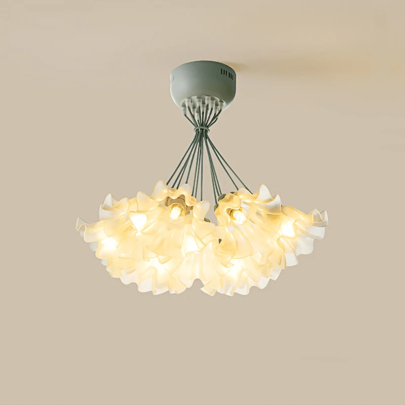 Modern Flower Acrylic 13 Heads Home Decoration Hotel LED Lamp French Plant Green Room Corridor Table Ceiling Pendant Lights