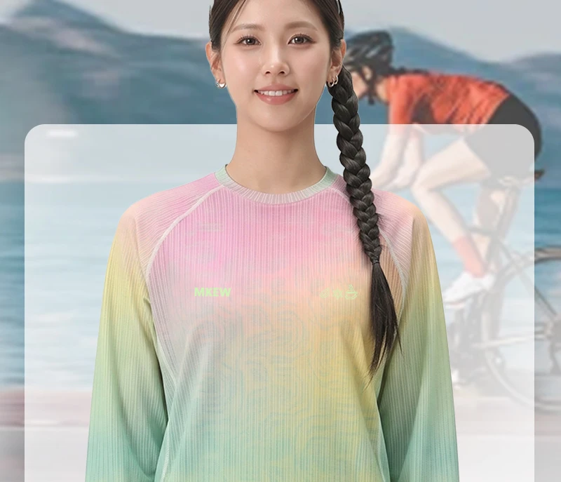 MKEW Damen-Langarm-Mountainbike-Sweatshirt, Sommer-Schnelltrocknendes Downhill-Radtrikot/Laufshirt, T-Shirt für den täglichen Arbeitsweg – Detail 19