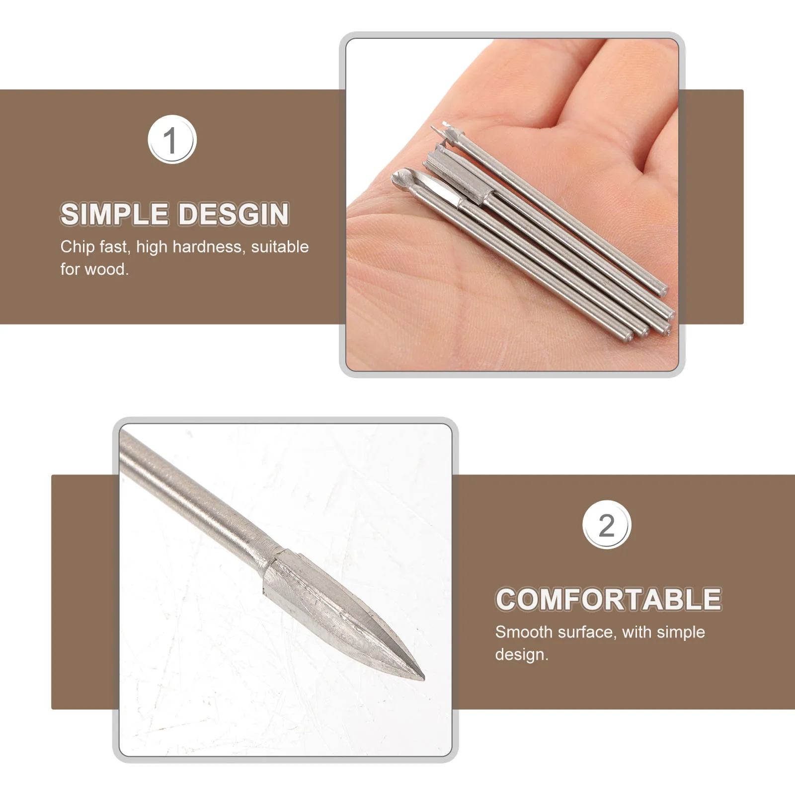 

1 set Wood Carving Tools Electric Engraving Heads 2.35 4 White Steel Drill Bits Rotary Knife Accessories