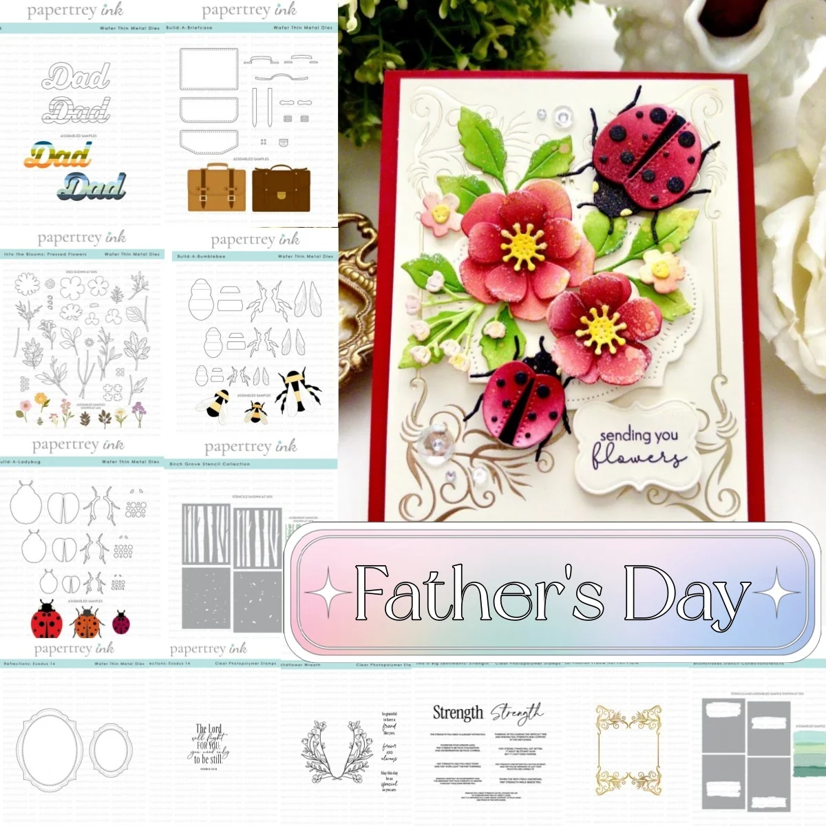 

Briefcase Flowers Bumblebee Metal Cutting Dies Clear Stamps Stencil Hot Foil for DIY Making Gift Card Scrapbook Dad Day 2026