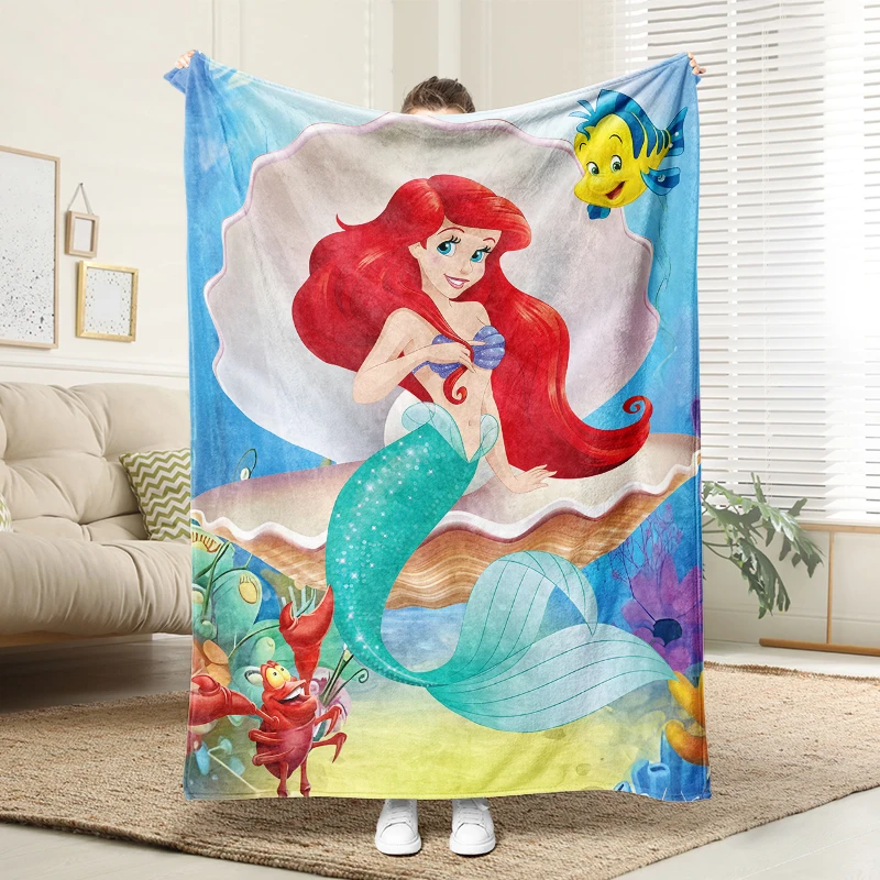

The Little Mermaid Pearl Flannel Blanket Fluffy Cozy Throw Adult Nap Blankets Soft Bedding Blanket for Party Home Decorations