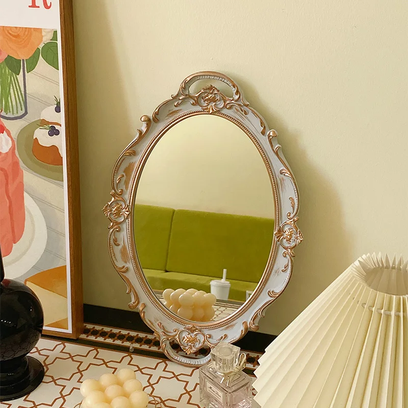 Hand Makeup Mirror Glass Women Pocket Home Mirror Bedroom Aesthetic Espejo Decorativo Furniture Decoration