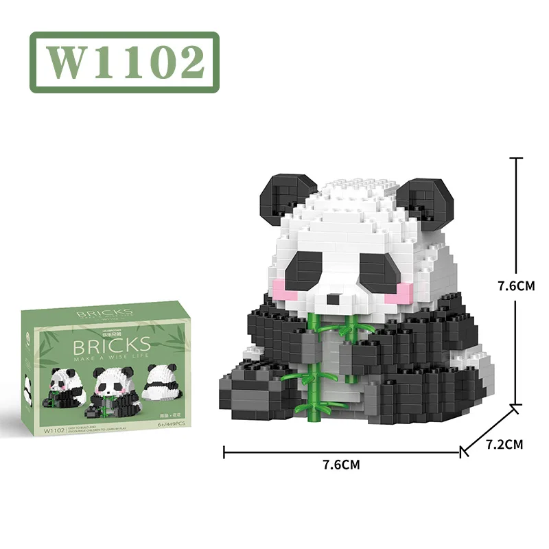 Kawaii Panda Series Micro Particle Building Block Creative Cute Animals DIY Assembled Bricks Toys For Chillren Christmas Gift