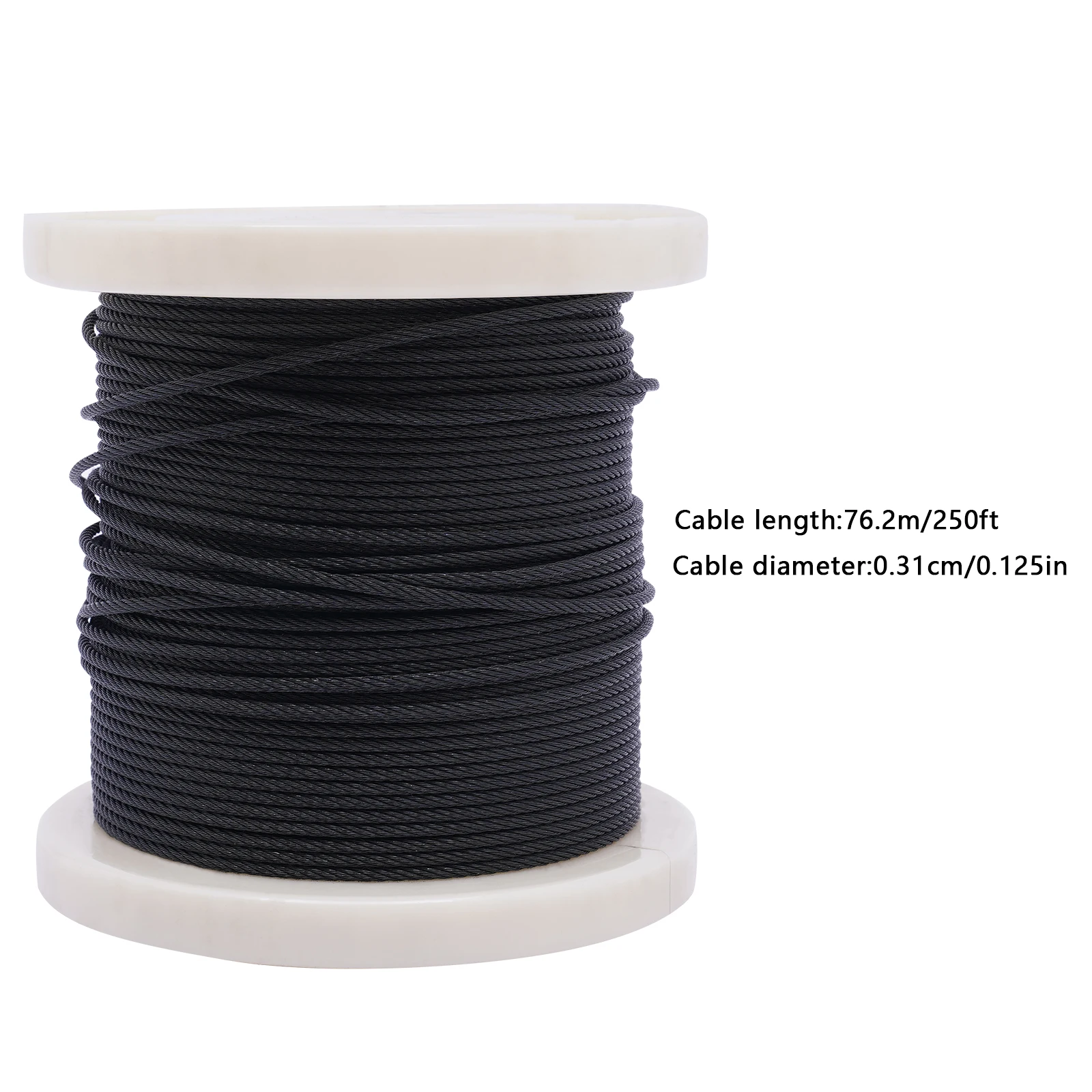 

Premium 316 Stainless Steel Wire Rope - 250ft Rustproof, High Strength (1278.68 lbs) for Cable Railings, DIY & Industrial Use