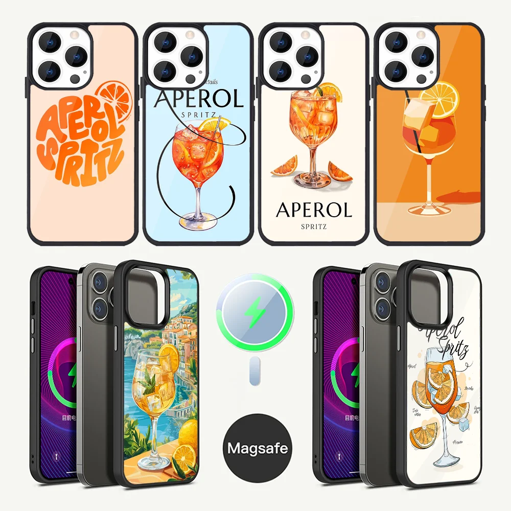 

Aperol Spritz Art Phone Case For iPhone 16,15,14,13,12,11,Plus,Pro,Max Mini Magsafe Magnetic Wireless Charging