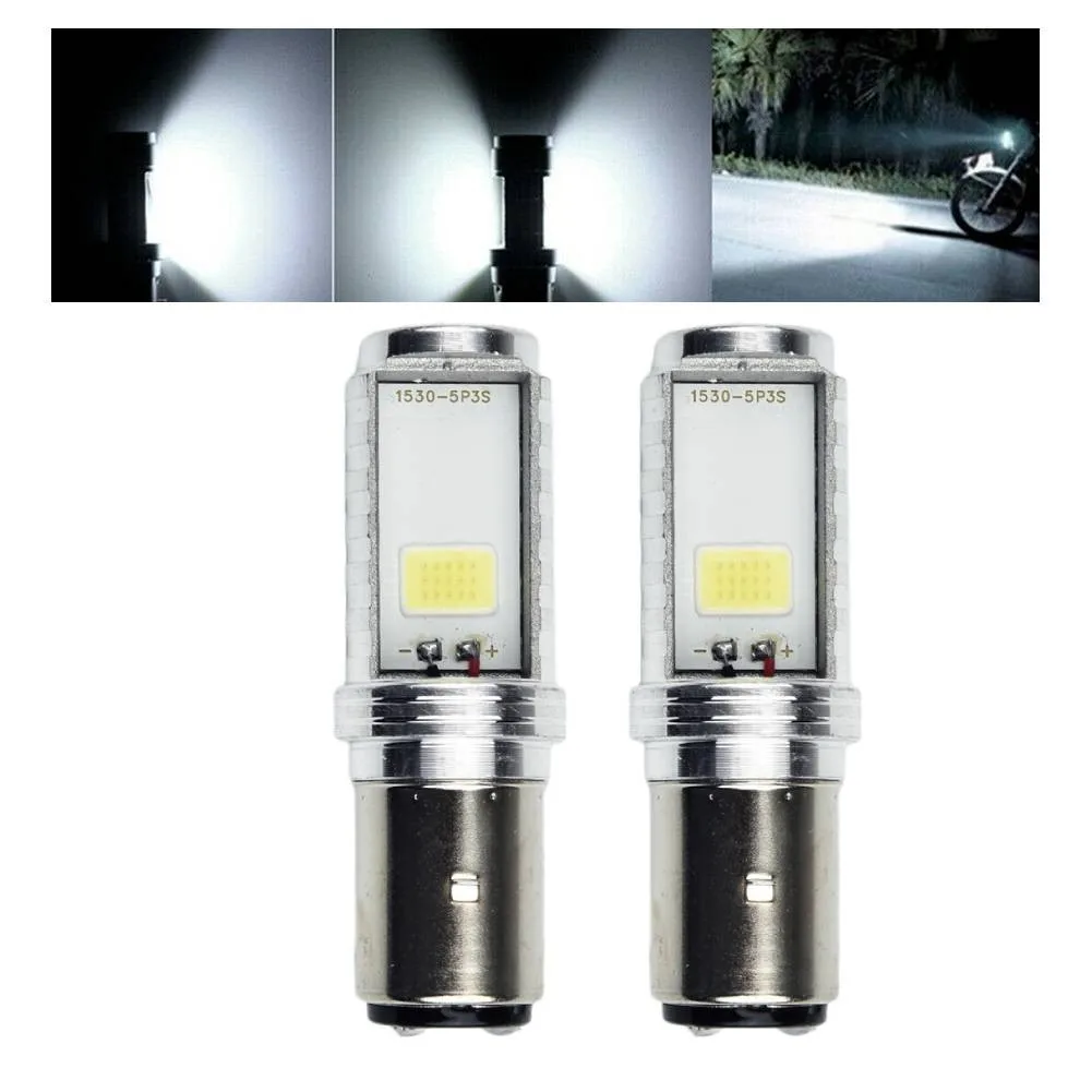 

2pcs BA20D Headlight Bulbs Motorcycle LED Headlight Headlight High/Low Beam Conversion White Bulb White(6000-6500K) 6W DC 12V