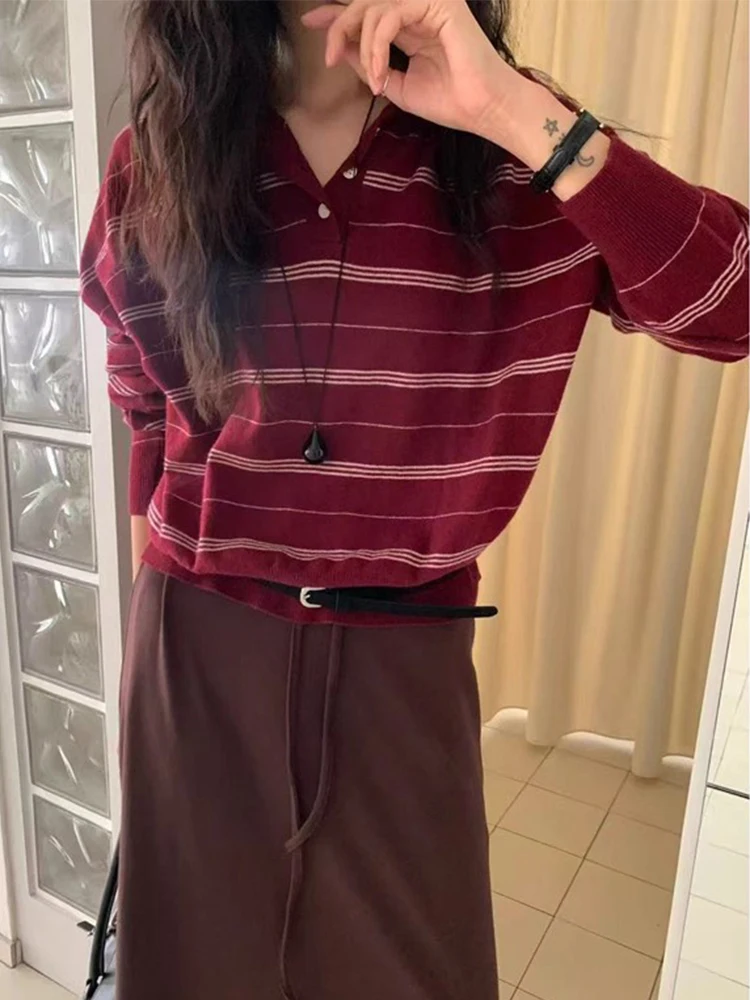 Cseta trada Vintage com Gola  para Mulheres, Cseta Solta de Camada Base com tras em Cores para um Visual Mais...