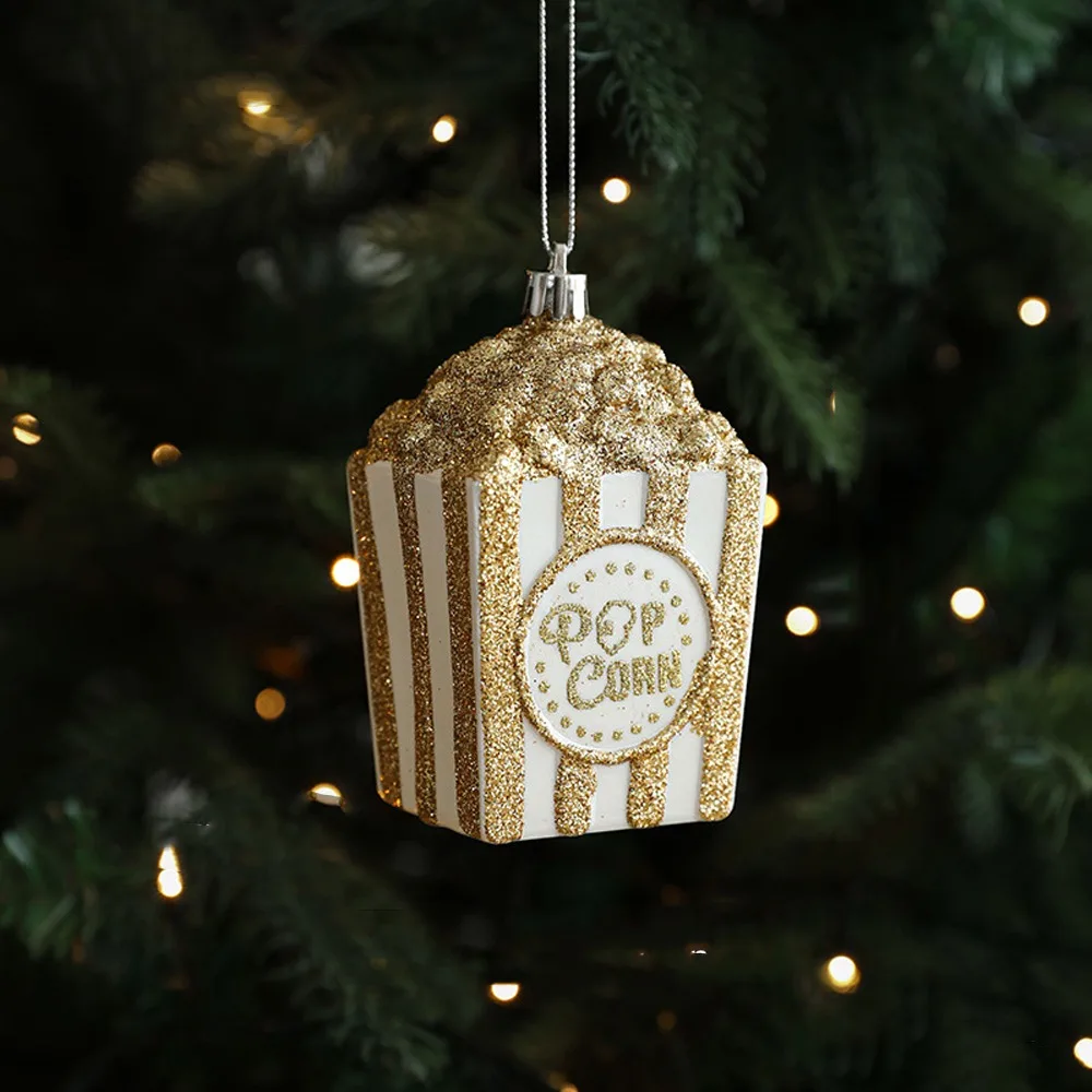 

Shiny Gold Christmas Tree Pendant Cane Candy Plastic Santa Claus Hanging Ornaments Snowman Shatterproof Merry Christmas Decor