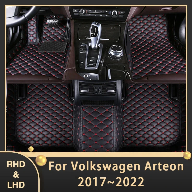 

Car Floor Mats For VW Volkswagen Arteon 3H7 2017~2022 5seat Custom Auto Foot Pads Leather Carpet Interior Accessories 2020 2021