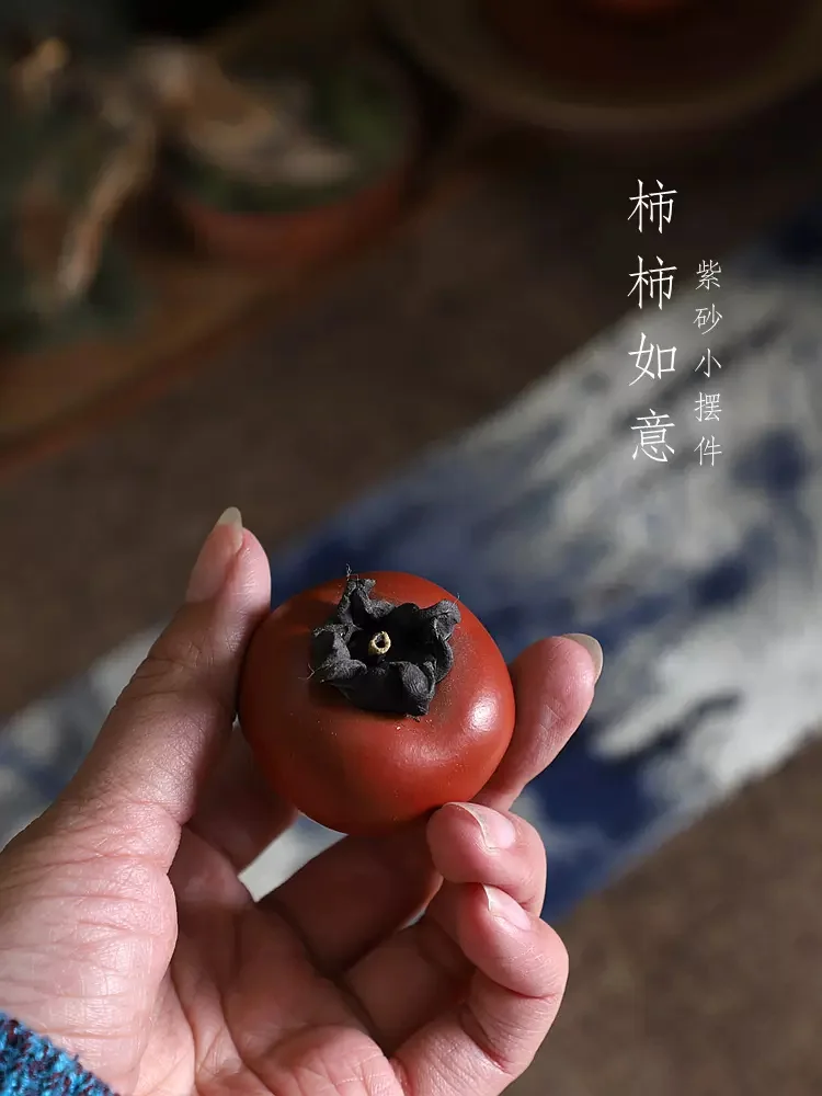 

Colorful Ceramic Persimmon Pendant,Table Decoration,Small Statue, Traditional Chinese Tea-Pet