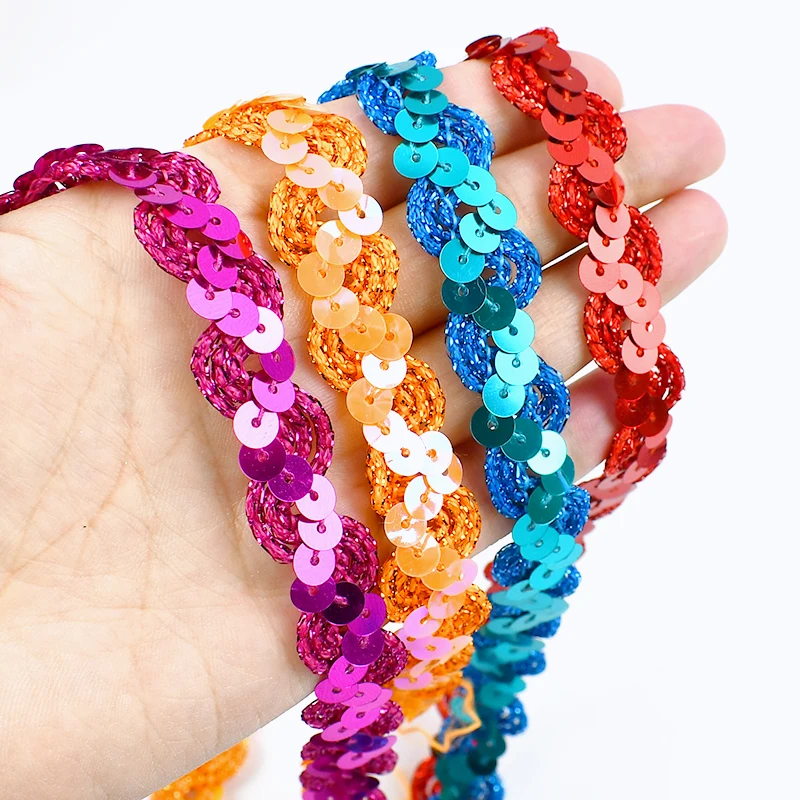 

2-20M 15mm Sequins Lace Trim Fabric Dress Curtain Decoration Ribbon Braided Trimmings Tape Garment Handmade Sewing Accessories
