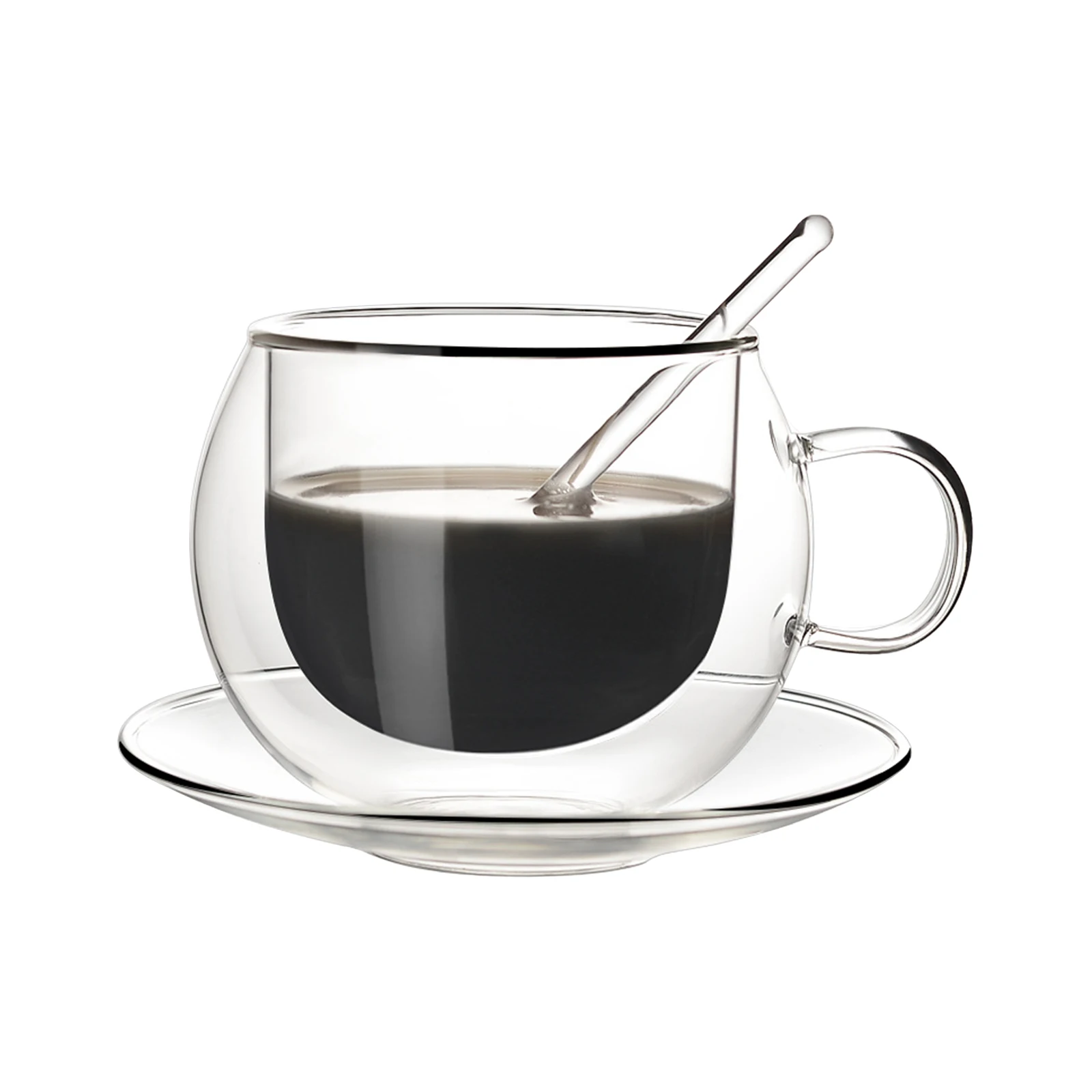 Double Wall Coffee Mug Glass 10ml/20ml Cup for tea  Cup kitchen Tool Coffee Cup With Saucer And Spoon