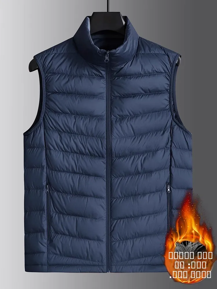 Lightweight Padded Vest Men's Du down Jaet Outerwear Large Size Autumn Winter Faion Urban Sle Zipper Decoration