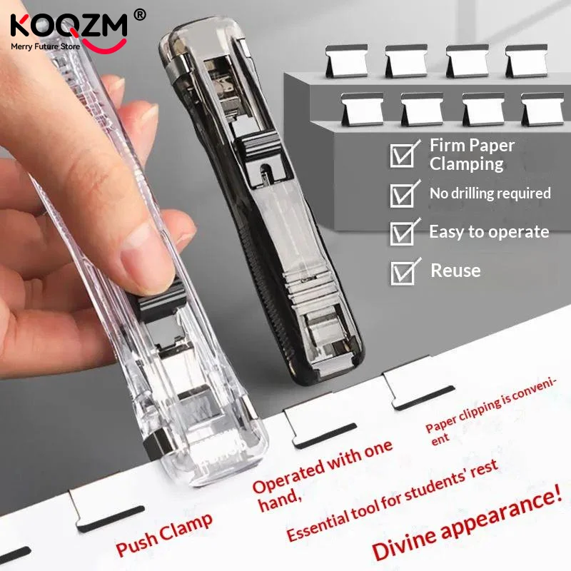 Paper Push Clip File Fastener Reusable No Punching Document Handheld Clipper For Student Office Paper Document Organizing Use