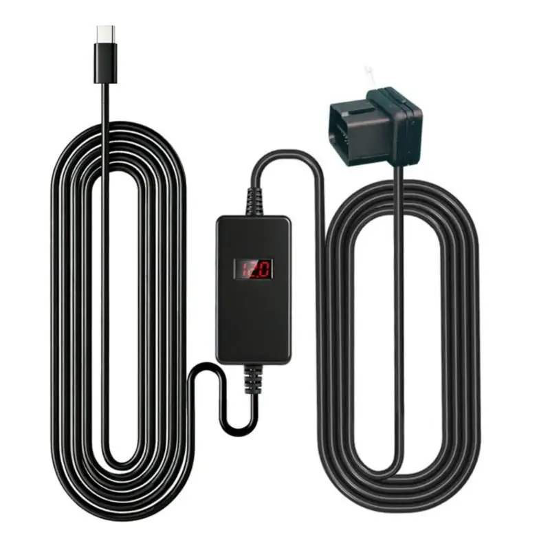 652F OBD Power Supply Cable 12V24V to 5V Converters 3.26M Length Plastic Texture for Car Camera with Low Voltages Protections