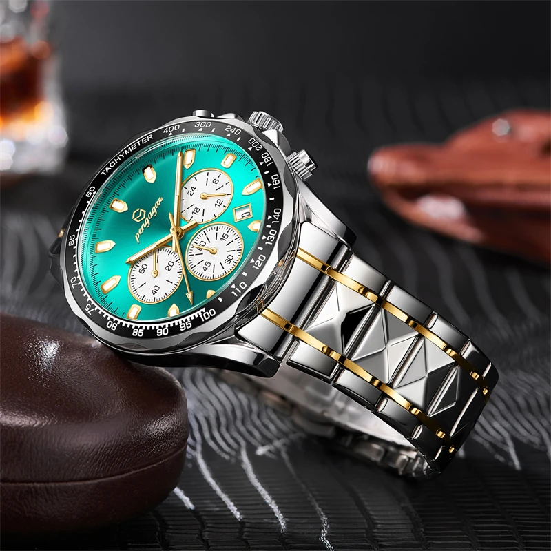 Luxury Men Quartz Watch Waterproof Date Week Luminous Wristwatch Stainless Steel Men\'s Watches Male Clock Sports Reloj 2024 New