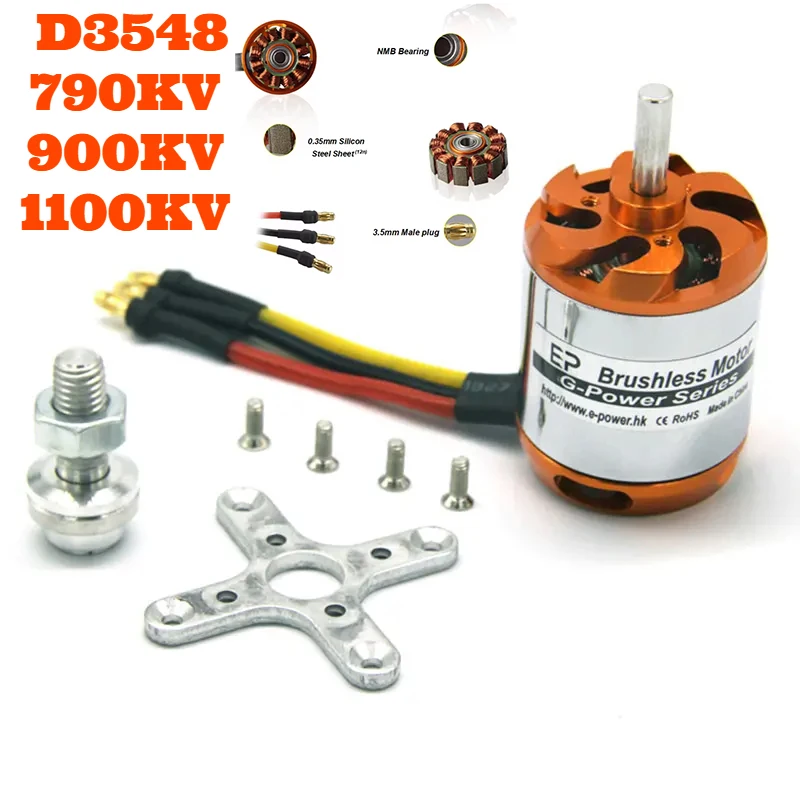 

EP 3548 Brushless Motor D3548 790KV 900KV 1100KV 3-5S Lipo FPV Large Thrust Low Noise For RC Helicopters Quadcopter Drones Parts