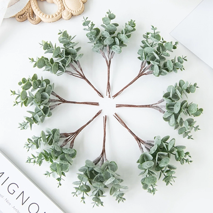 

5Pcs Artificial Flowers Fake Plants Eucalyptus Leaves Plastic Christmas Decor Home Garden Outdoor Wedding Party Celebration Vase