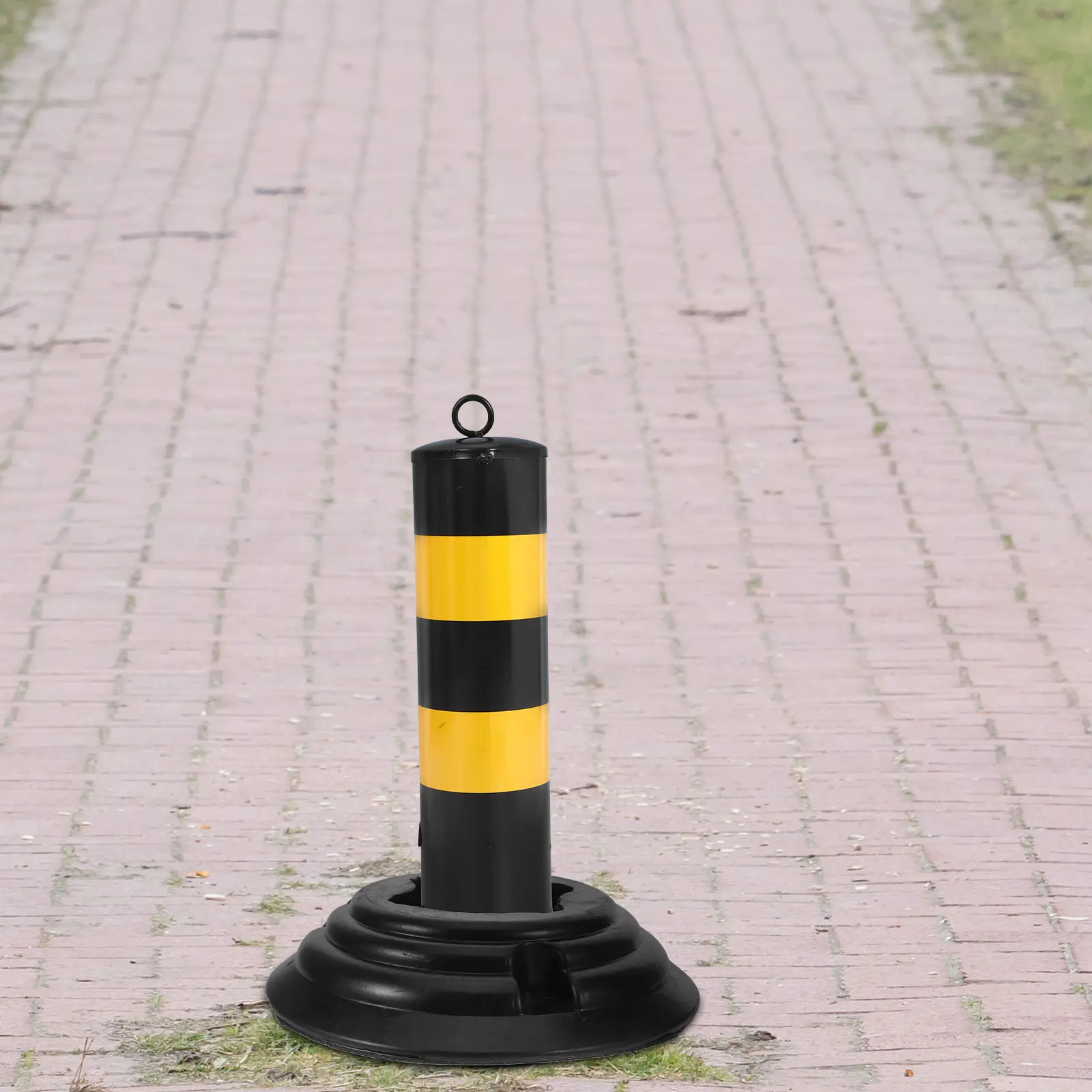 Movable Warning Post Holder High Elastic Rubber Base 10.1x10.1x2.8 Inch Parking Lot Safety Bollard Stand Traffic