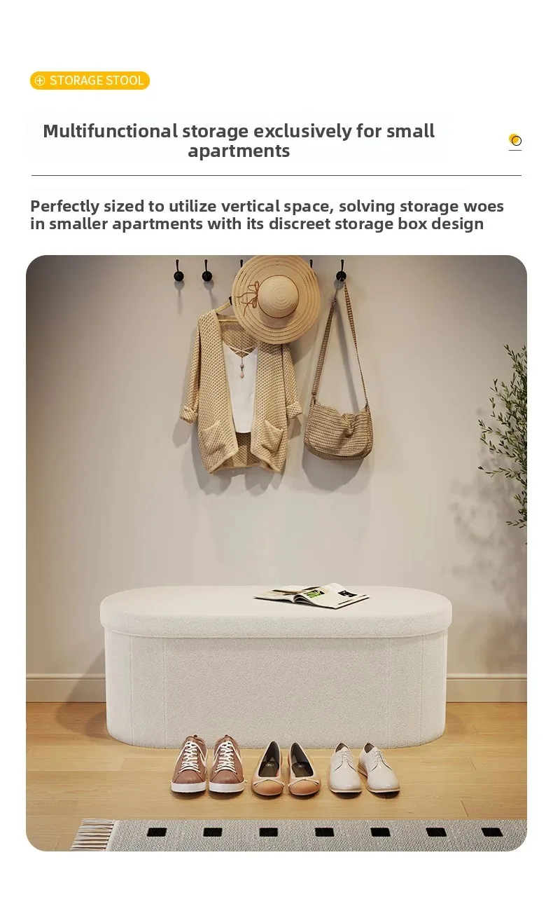 Nordic Folding Storage Stool Entrance Hall Sitting Shoe Stool Living Room Rest Sofa Seat Storage Home Furniture Bed End Stool