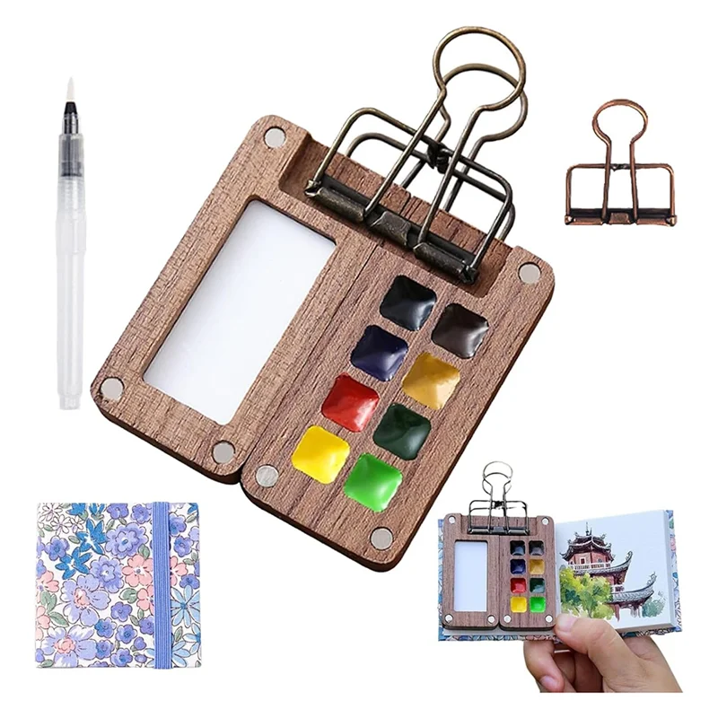 ABDE-Travel Paint Palette, Travel Ready Paint Palette Bundle, Mini Watercolor Travel Paint Palette With Clip, For Travel