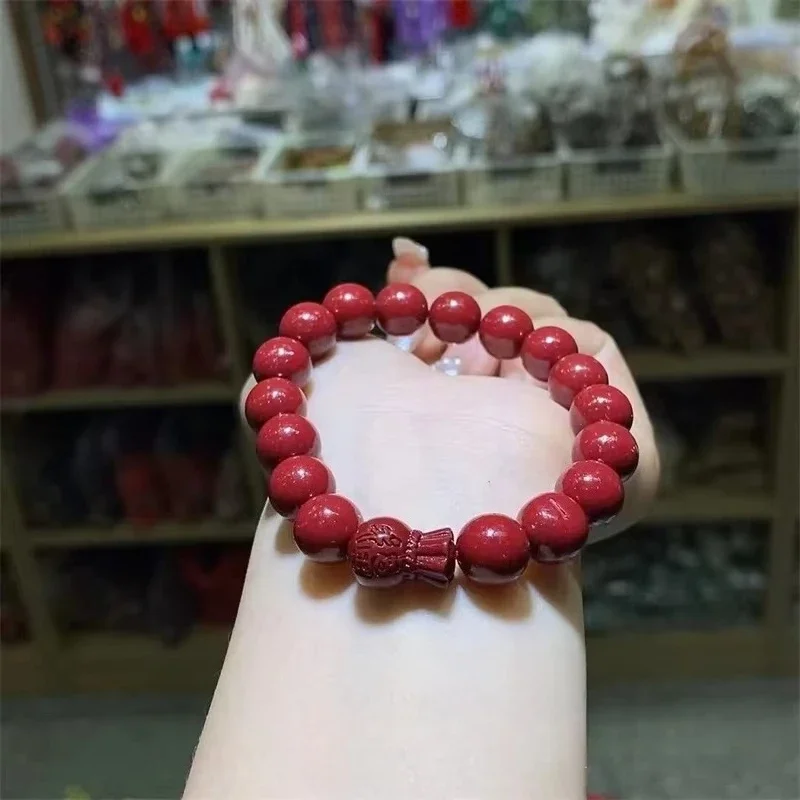 

Natural Emperor High Content Cinnabar Bracelet with Cinnabar Retro Buddha Beads for Men and Women Classic Round bead