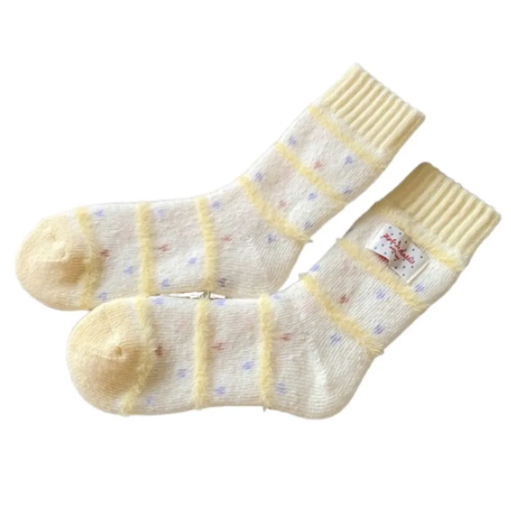 

Korean Candy Color Women's Socks Striped Thicken Warm Sleep Socks Cozy Absorb Sweat Thickened Floor Socks Harajuku