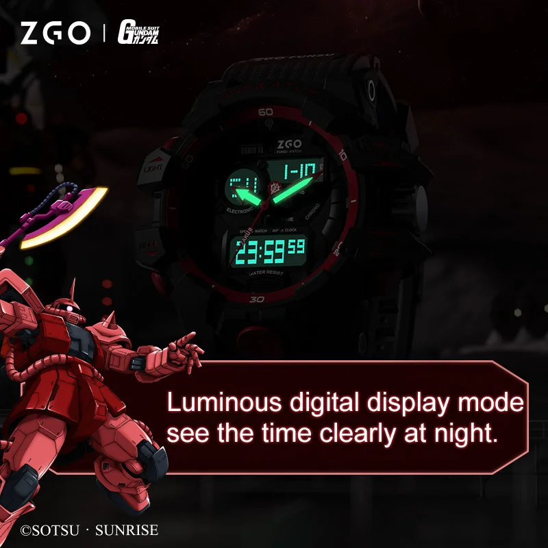 Electronic Gundam Watch Mechanical Watch Luminous Sports Smart Waterproof Amuro Zaku Earth Federation Army Birthday Gift Boy