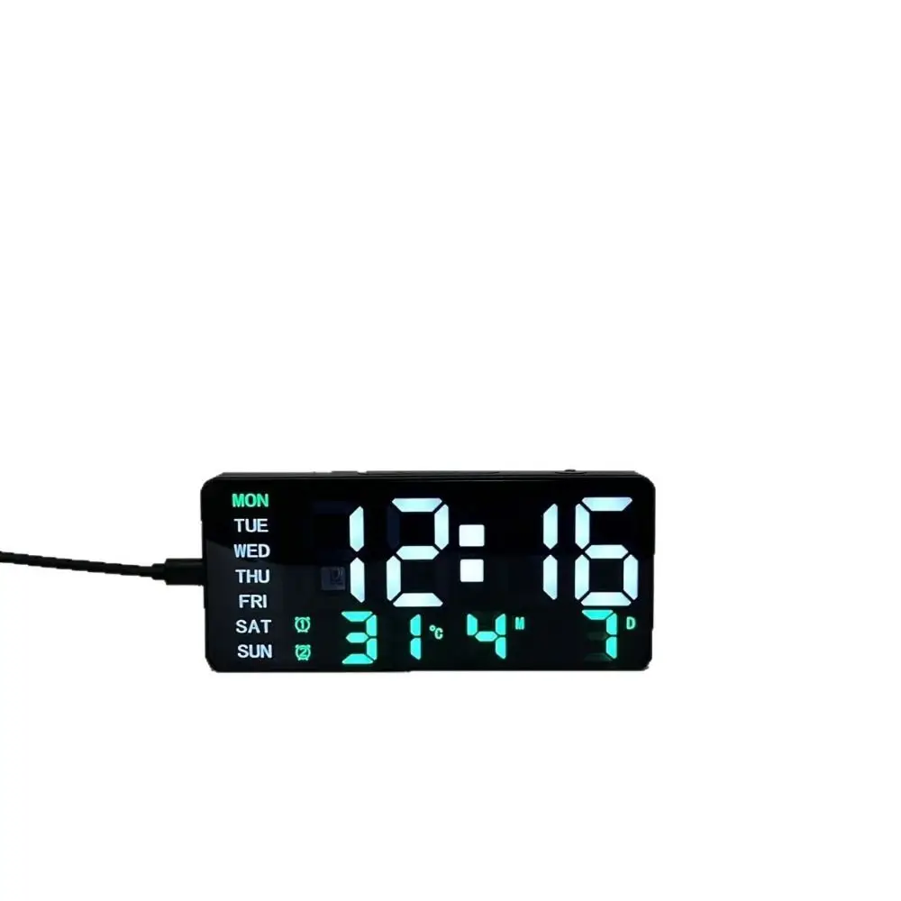 Large Screen LED Digital Clock Multifunctional Dual Alarm Desktop Clock 5 Level Brightness Temperature Display Electronic Clock